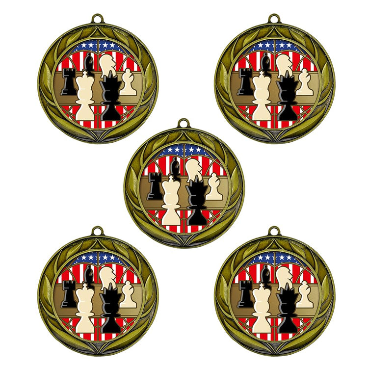 All Quality Chess Wreath Design Medal - 1st, 2nd, 3rd Place
