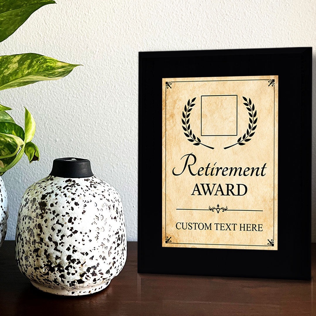 Retirement Award Personalized (Black) Wall Plaque With Easel Acrylic Stand | Workplace Recognition Ceremonies Award Plaques