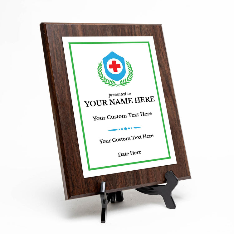 Health Professional Theme Custom Award Plaque | Easel Mount Option | Achievement and Service Personalizable Plaques