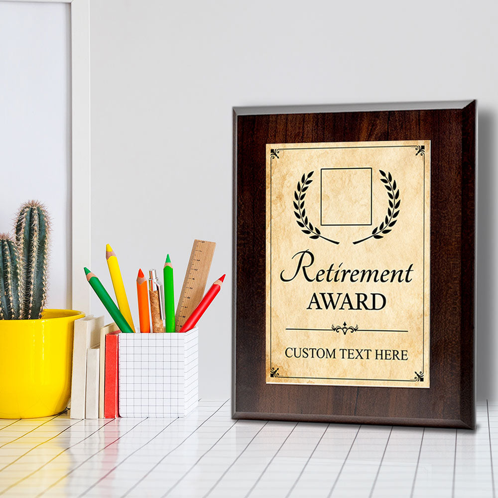 RetirementAward Personalized (Wooden) Wall Plaque With Easel Acrylic Stand | Workplace Recognition Ceremonies Award Plaques