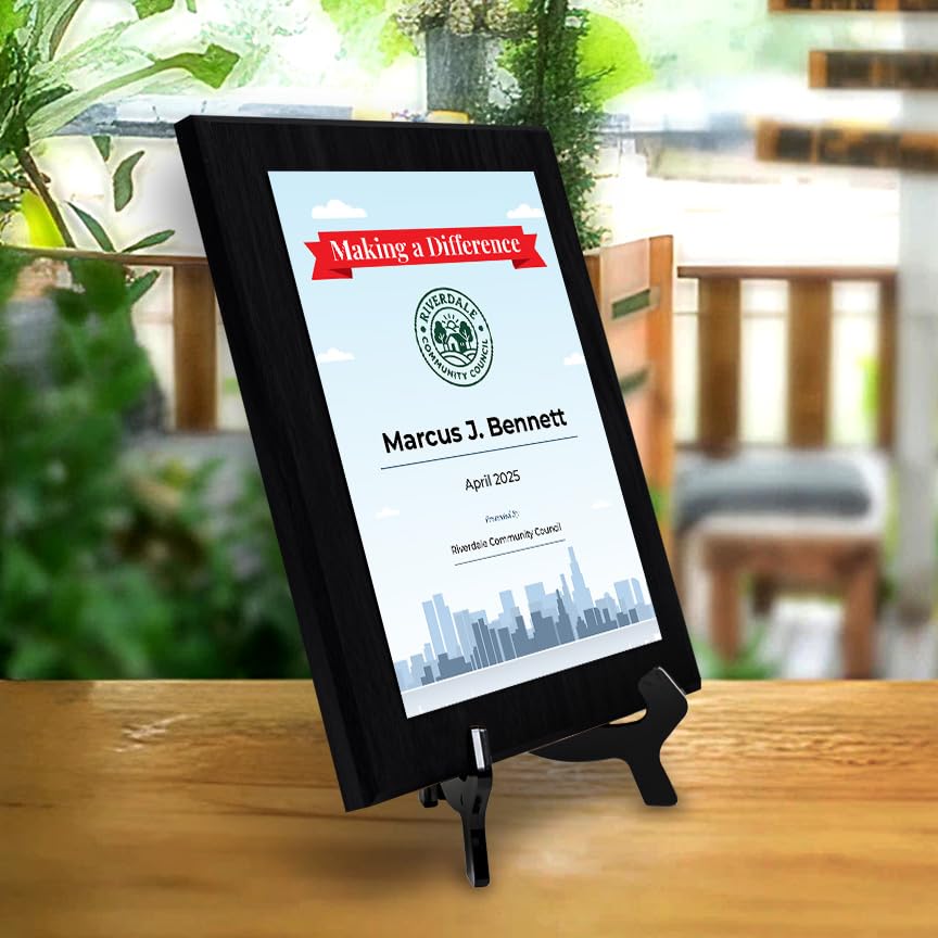 Community Hero Award Personalized (Wooden) Wall Plaque With Easel Acrylic Stand | Certificates & Achievements Personalized Wall Prints (Plaques)