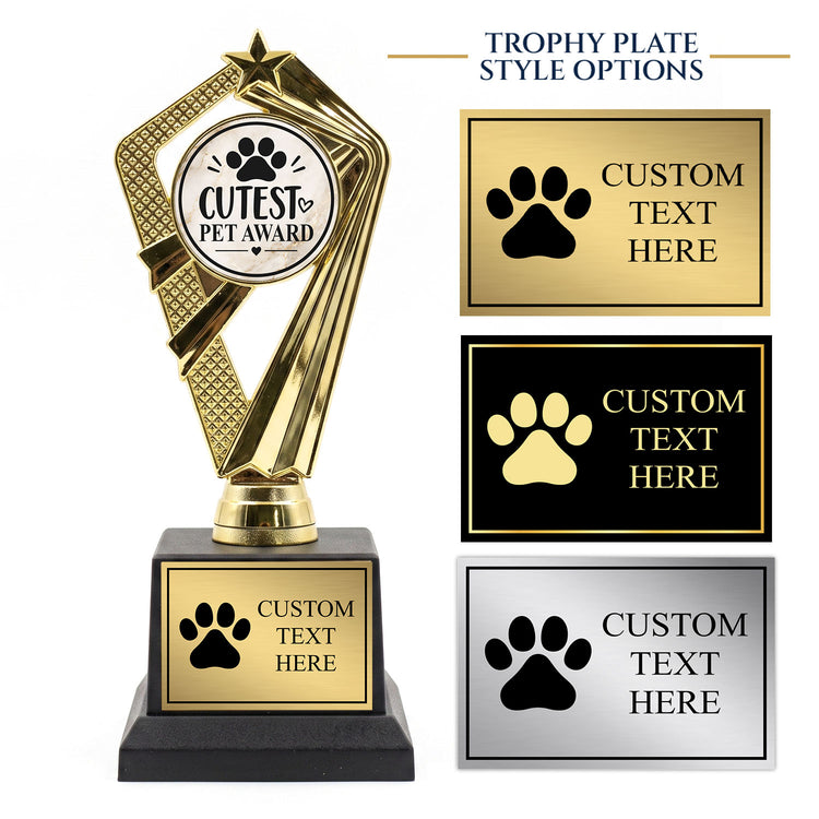 Gaucho Goods Cutest Pet Award Trophy, Custom Engraved Pet Gift — Personalized Award for Pet Contests, Birthdays & Gifts