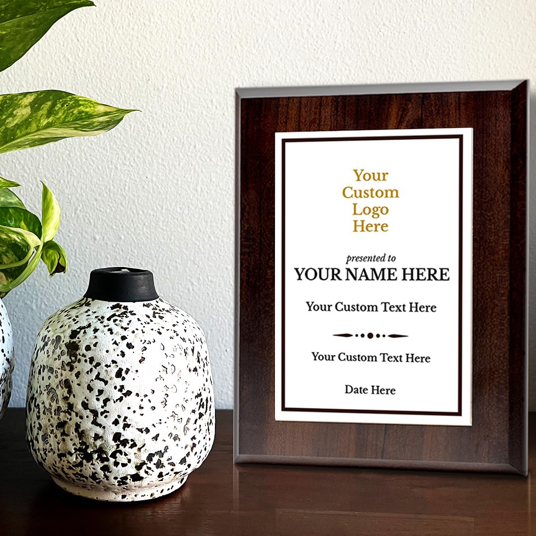 Custom Logo Wooden Award Plaque | Easel Mount Option | Upload Your Logo | Recognition of Achievement and Service Personalizable Plaques
