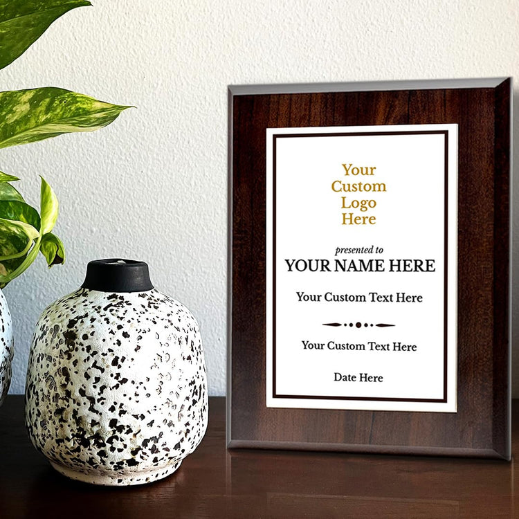 Custom Logo Wooden Award Plaque | Easel Mount Option | Upload Your Logo | Recognition of Achievement and Service Personalizable Plaques