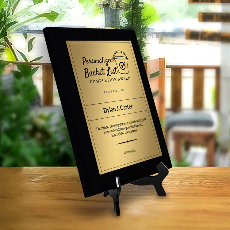 Personalized Bucket List Completion Custom Award Wall Plaque With Easel Acrylic Stand | Personal Achievement Wall Plaques