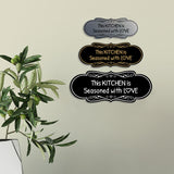 Signs ByLITA Designer This Kitchen is Seasoned with Love Durable ABS Plastic Laser Engraved Easy Installation Elegant Design Wall or Door Sign