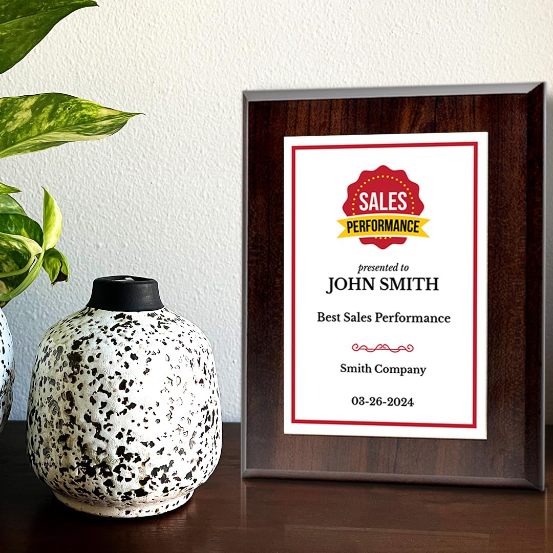 Sales Performance Customizable Award Plaque | Easel Mount Option | Achievement and Recognition Personalizable Plaques