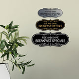 Signs ByLITA Designer Rise and Shine: Breakfast Specials Durable ABS Plastic Laser Engraved Easy Installation Elegant Design Wall or Door Sign