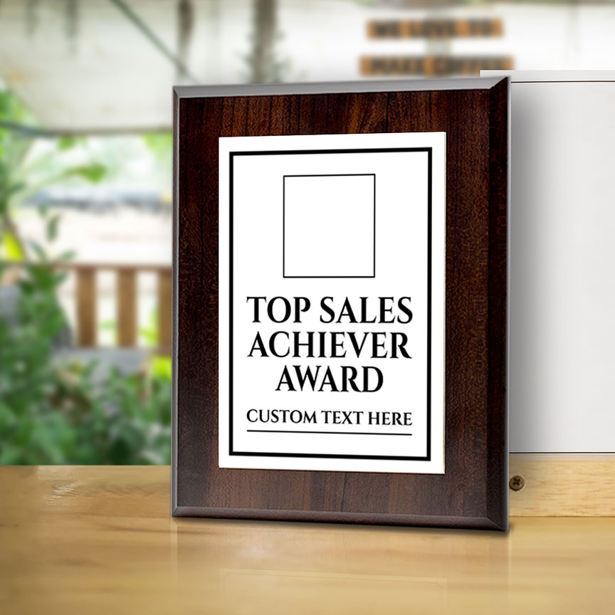 Top Sales Achiever Award Personalized (Wooden) Wall Plaque With Easel Acrylic Stand | Workplace Recognition Ceremonies Award Plaques