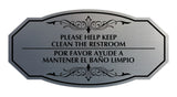 Signs ByLITA Victorian Please Help Keep Clean the restroom/Por favor ayude a mantener el Baño limpio Bilingual Wall or Door Sign