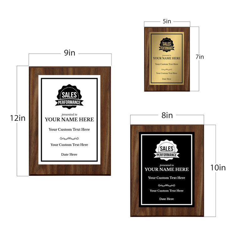 Sales Performance Customizable Award Plaque | Easel Mount Option | Achievement and Recognition Personalizable Plaques