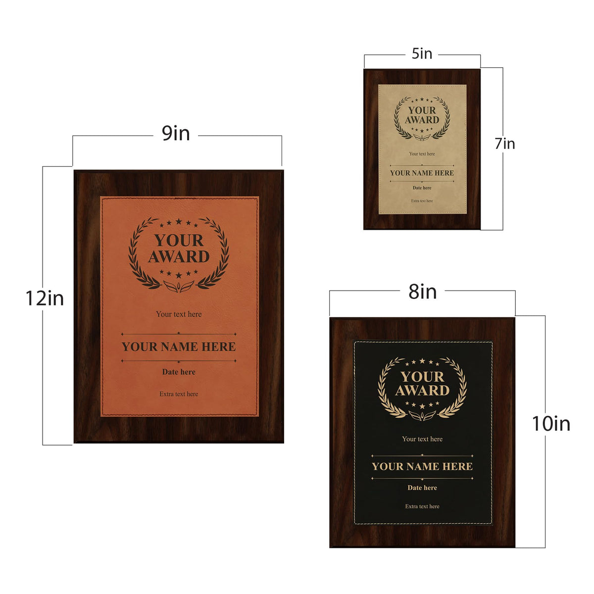 Customizable Leatherette Award Plaque, Wooden Frame Custom Wall Plaque With Optional Acrylic Easel Stand | Personalized Engraving