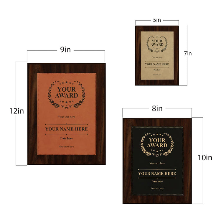 Customizable Leatherette Award Plaque, Wooden Frame Custom Wall Plaque With Optional Acrylic Easel Stand | Personalized Engraving