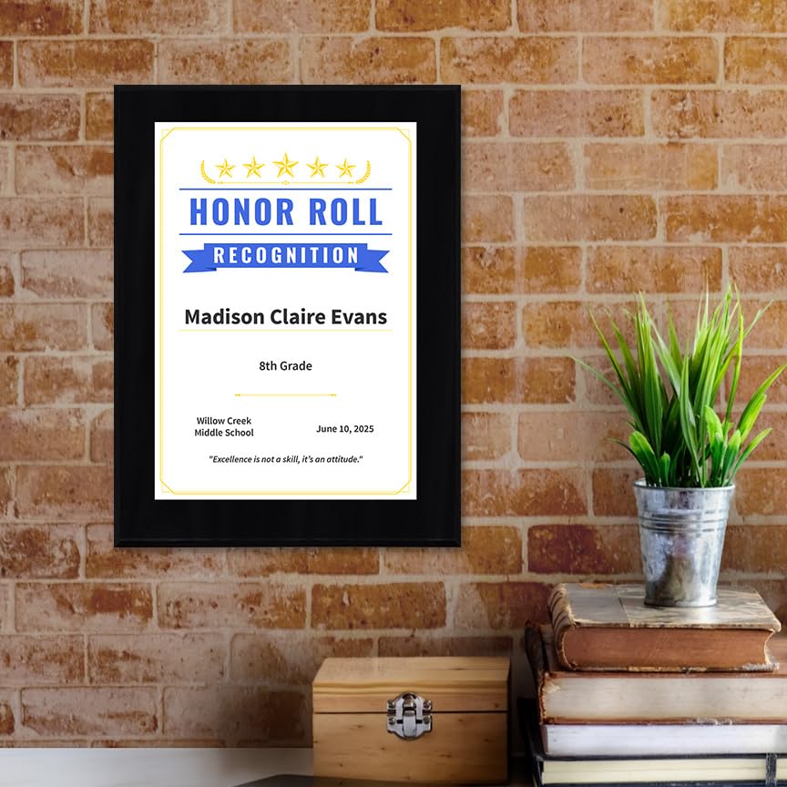 Honor Roll Recognition Personalized (Wooden) Wall Plaque With Easel Acrylic Stand | Certificates & Achievements