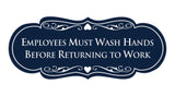 Designer Employees Must Wash Hands Before Returning to work Sign