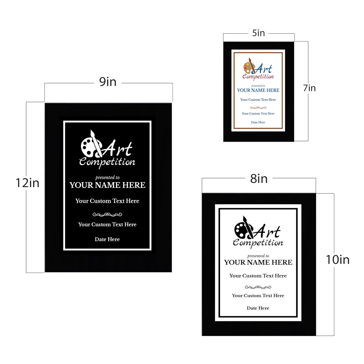 Art Competition Customizable Black Frame Award Plaque | Easel Mount Option | Achievement and Recognition Personalizable Plaques