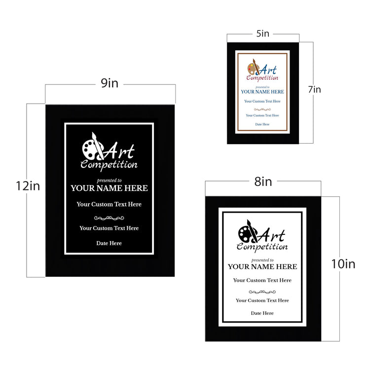 Art Competition Customizable Black Frame Award Plaque | Easel Mount Option | Achievement and Recognition Personalizable Plaques