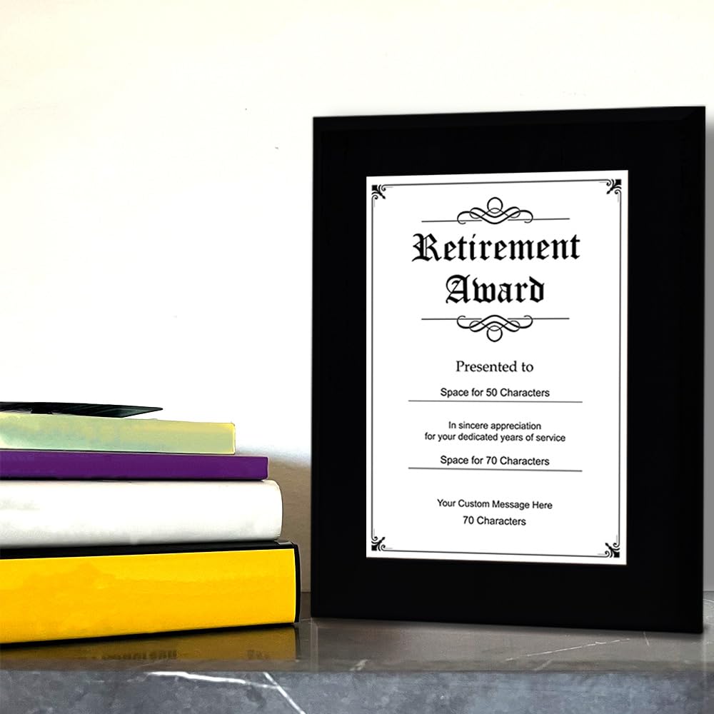 Signs ByLITA Customizable Retirement Black Frame Wooden Plaque with Optional Easel Mount | Recognition Gift for Employees, Organization members and Corporate Awards