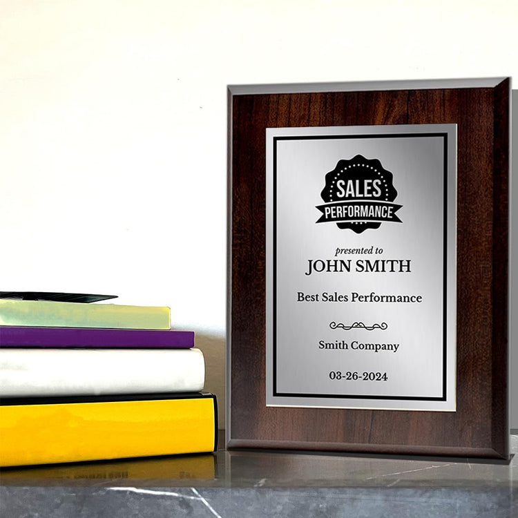 Sales Performance Customizable Award Plaque | Easel Mount Option | Achievement and Recognition Personalizable Plaques