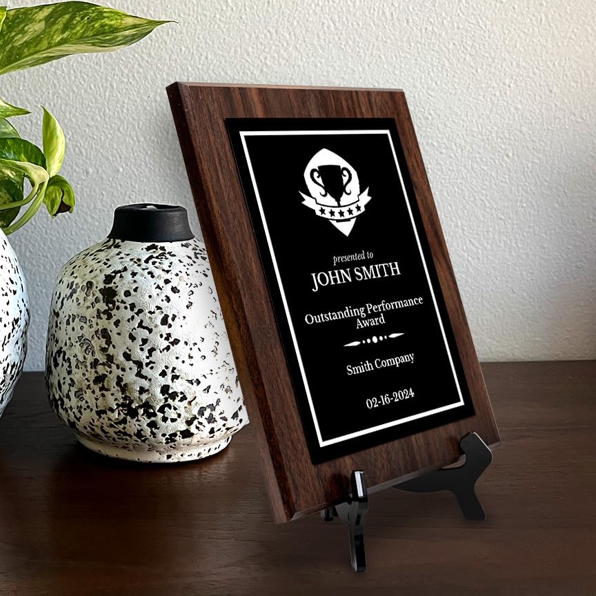 Performance and Recognition Customizable Award Plaque | Easel Mount Option | Achievement and Service Personalizable Prize Plaques