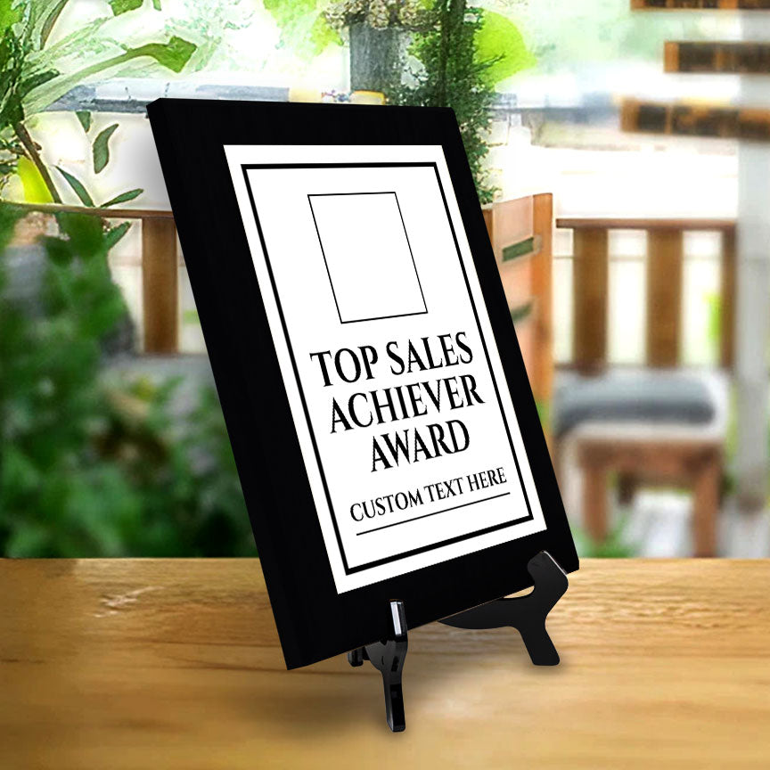 Top Sales Achiever Award Personalized (Black) Wall Plaque With Easel Acrylic Stand | Workplace Recognition Ceremonies Award Plaques