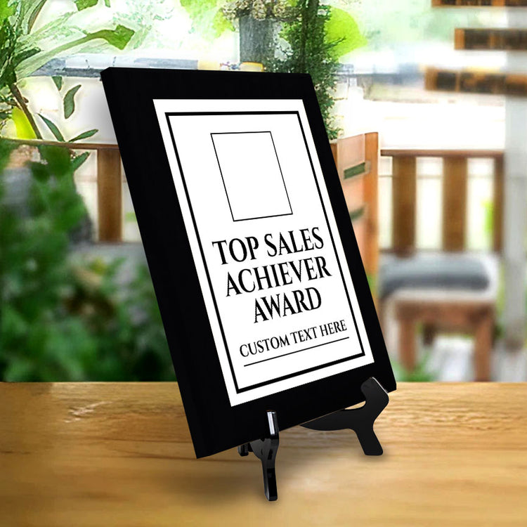 Top Sales Achiever Award Personalized (Black) Wall Plaque With Easel Acrylic Stand | Workplace Recognition Ceremonies Award Plaques