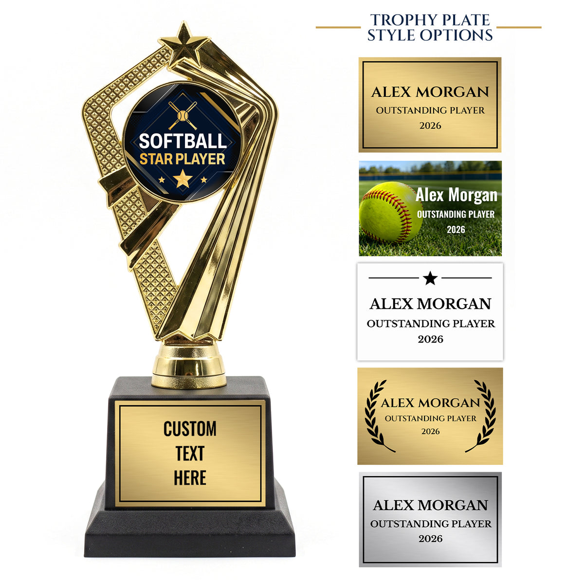 All Quality Softball Star Player Trophy, Custom Engraved — Personalized Youth Softball Award, MVP & Standout Player Gift