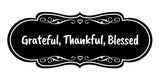 Signs ByLITA Designer Grateful, Thankful, Blessed Durable ABS Plastic Laser Engraved Easy Installation Elegant Design Wall or Door Sign