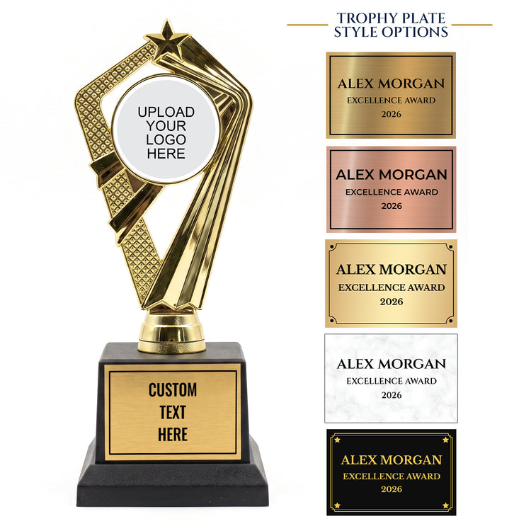 All Quality Custom Logo Trophy, Blank Insert for Your Own Logo — Personalized Corporate & Branded Recognition Award