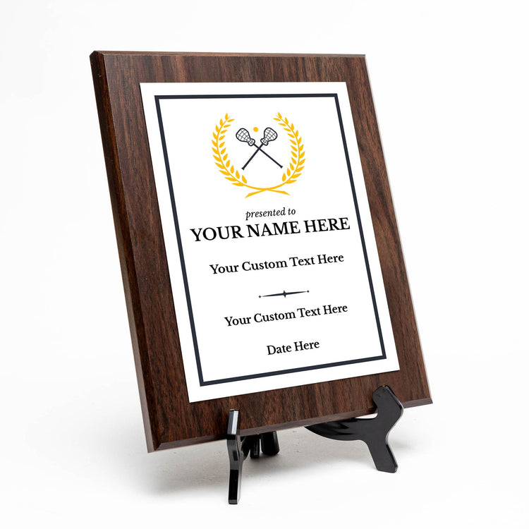 Lacrosse Customizable Wooden Award Plaque | Easel Mount Option | Achievement and Recognition Personalizable Plaques