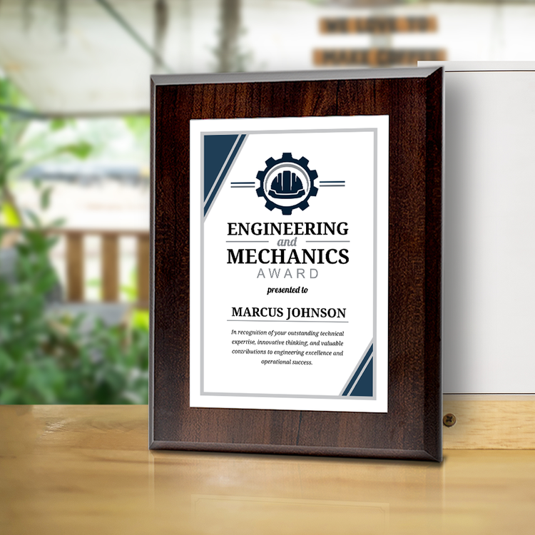 Engineering and Mechanics' Award Personalized Wall Plaque With Easel Acrylic Stand | Professional/Industry Recognition Award Plaques