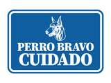 Signs ByLITA Classic Framed Perro Bravo Cuidado Graphic Spanish Security Wall or Door Sign