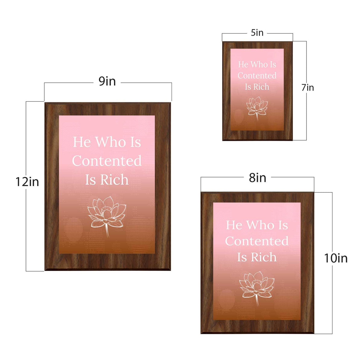 He Who Is Contented Is Rich Decorative Wall Plaque With Easel Acrylic Stand | Buddhist/Foreign Quotes