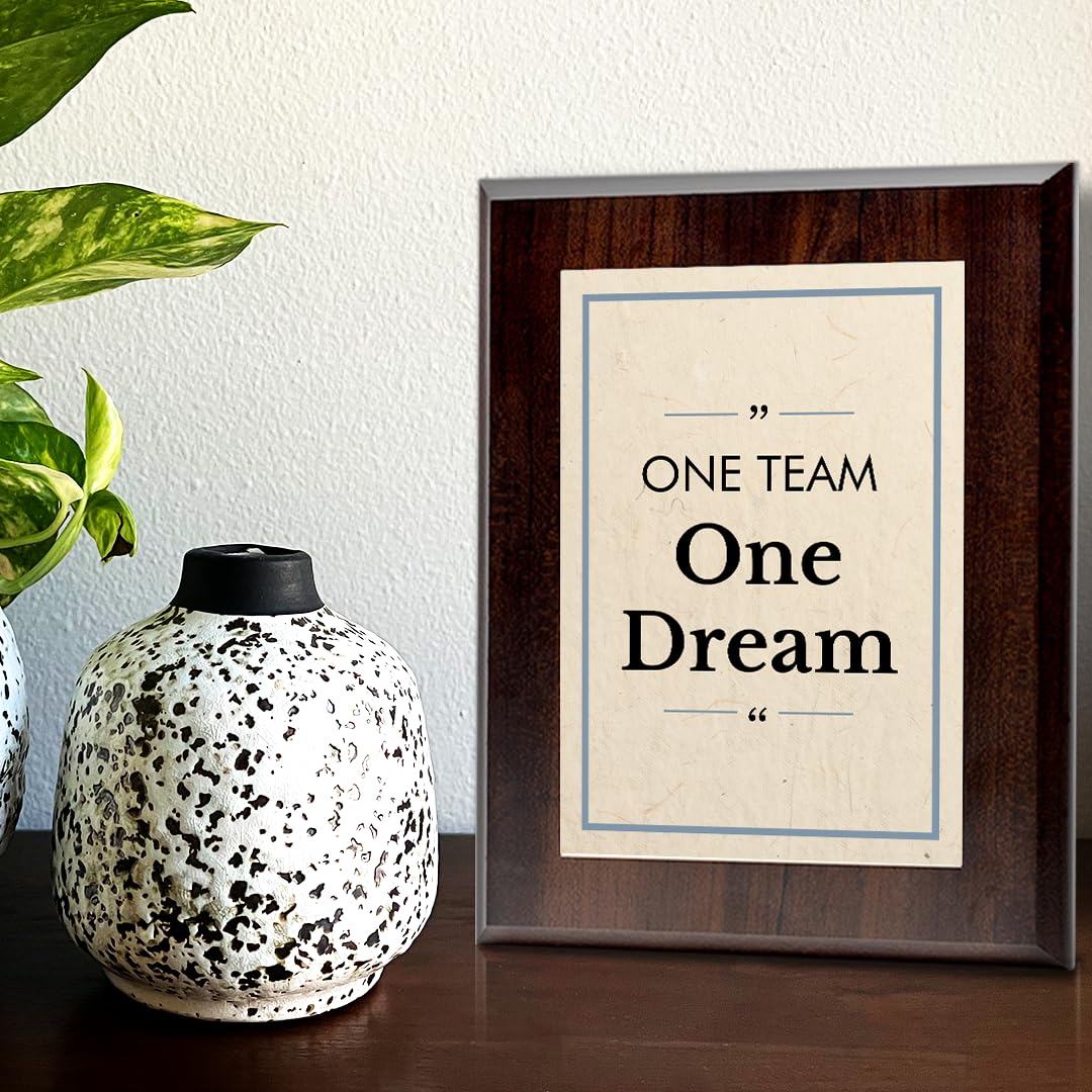 One Team, One Dream Decorative Wall Plaque With Easel Acrylic Stand | Motivational Decor