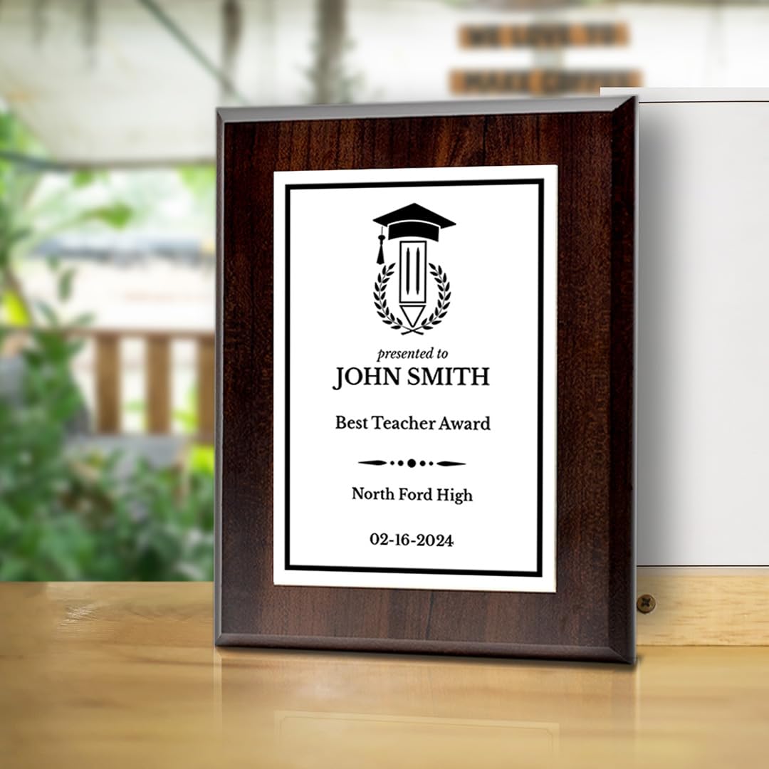 Teacher Recognition Customizable Award Plaque | Easel Mount Option | Achievement and Service Personalizable Plaques