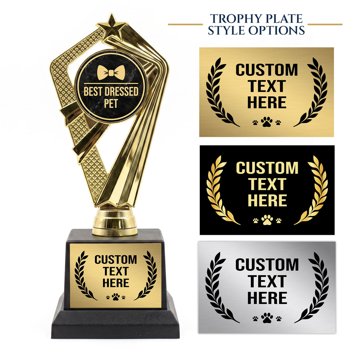 Gaucho Goods Best Dressed Pet Trophy, Custom Engraved Pet Award — Personalized Award for Pet Costume Contests & Pet Parades