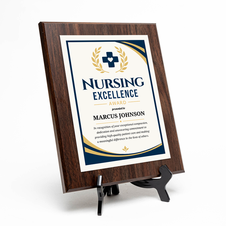 Nursing Excellence Award Personalized Wall Plaque With Easel Acrylic Stand | Professional/Industry Recognition Award Plaques