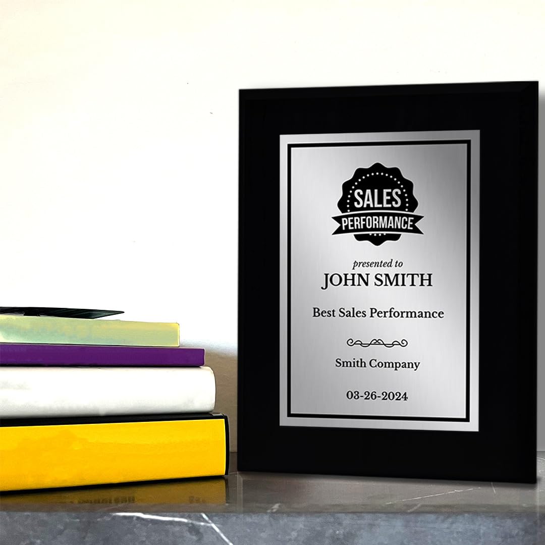 Sales Performance Customizable Black Frame Award Plaque | Easel Mount Option | Achievement and Recognition Personalizable Plaques