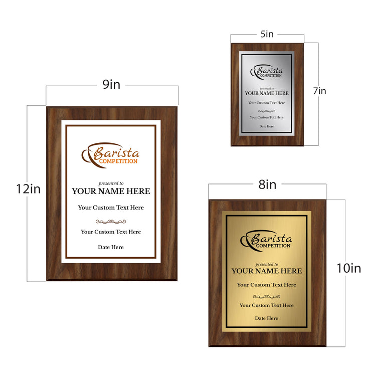 Barista Competition Customizable Award Plaque | Easel Mount Option | Achievement and Recognition Personalizable Plaques
