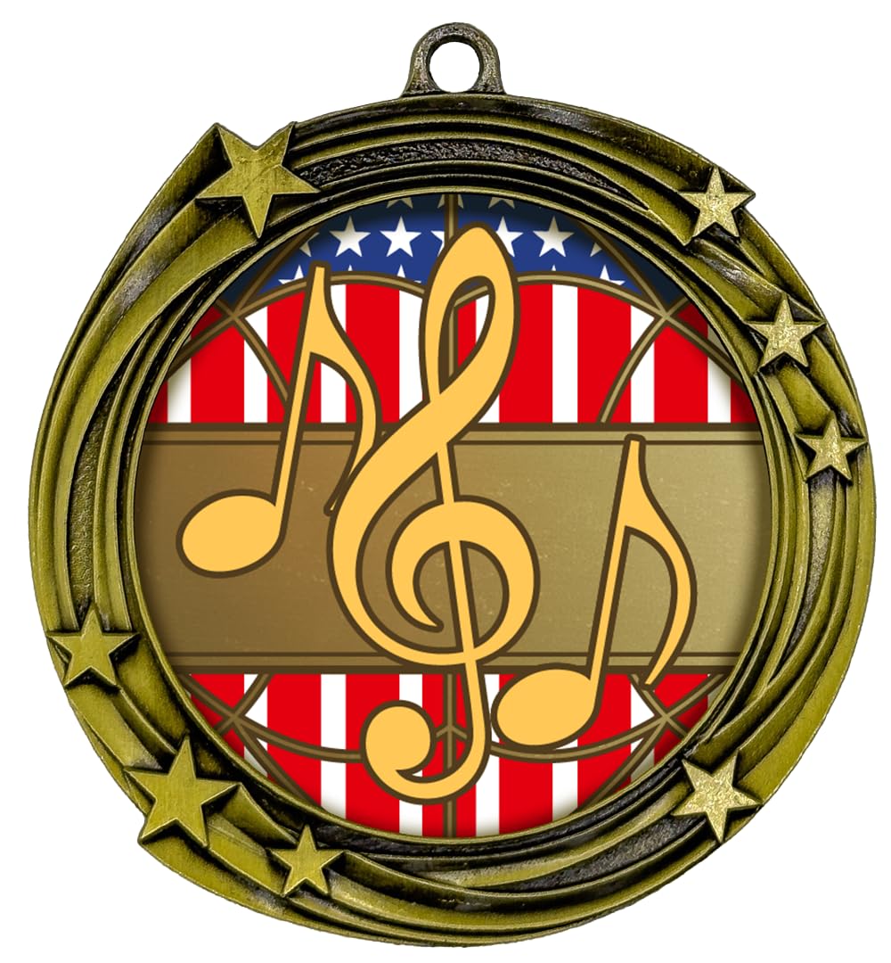 All Quality Music Swirling Stars Design Medal - 1st, 2nd, 3rd Place