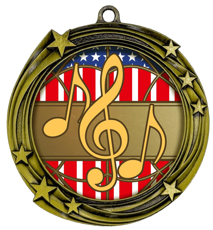 All Quality Music Swirling Stars Design Medal - 1st, 2nd, 3rd Place
