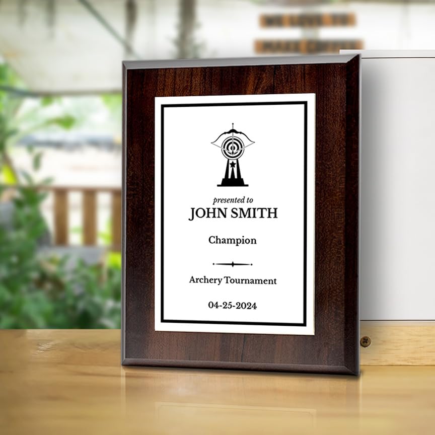 Archery Customizable Wooden Award Plaque | Easel Mount Option | Achievement and Recognition Personalizable Plaques | Sports Award