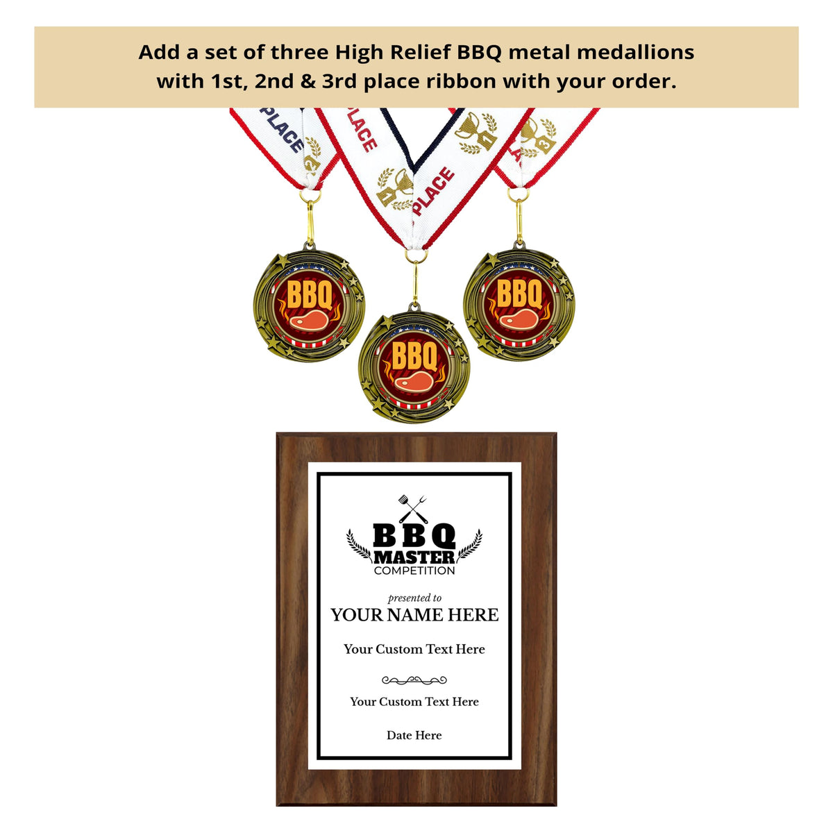 BBQ Master Competition Customizable Award Plaque | Easel Mount Option | Achievement and Recognition Personalizable Plaques