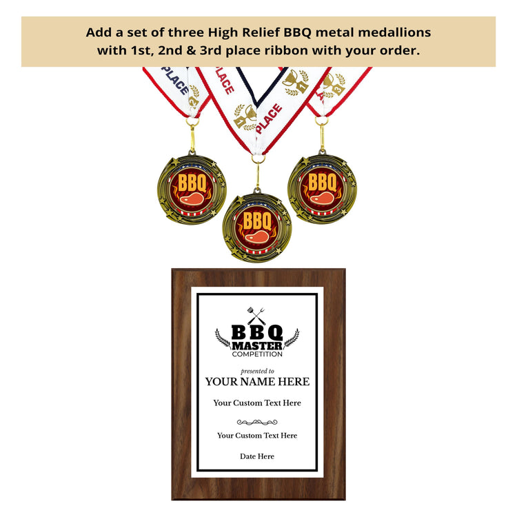 BBQ Master Competition Customizable Award Plaque | Easel Mount Option | Achievement and Recognition Personalizable Plaques