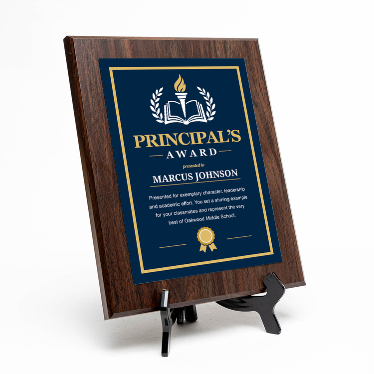 Principal's Award' Award Personalized Wall Plaque With Easel Acrylic Stand | Education Recognition School Award Plaques