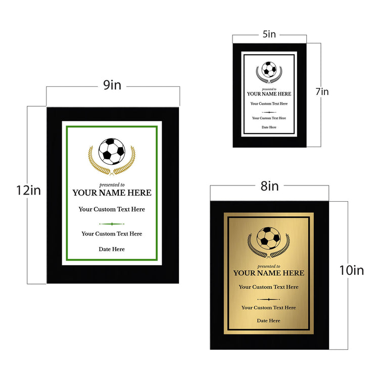 Soccer Customizable Black Frame Wooden Award Plaque | Easel Mount Option | Achievement and Recognition Personalizable Plaques
