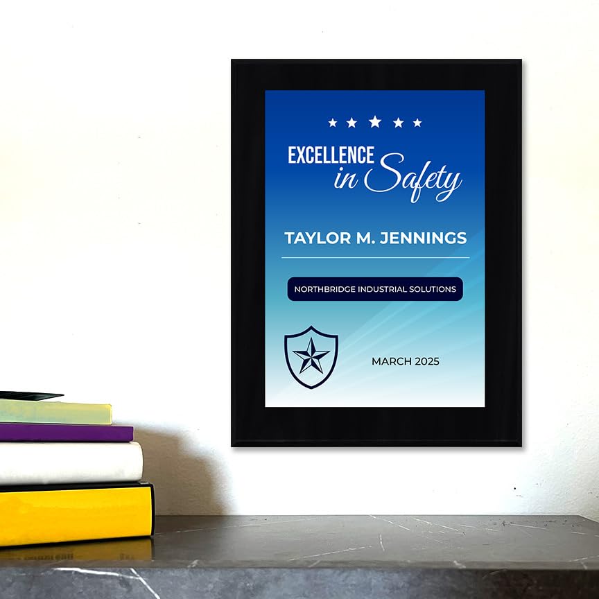 Safety Award (Wooden) Wall Plaque With Easel Acrylic Stand | Certificates & Achievements Personalized Wall Prints (Plaques)