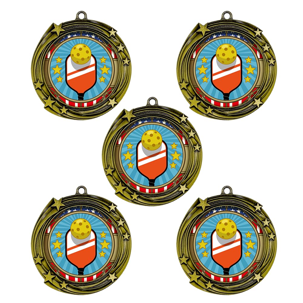 All Quality Stars Design Pickleball Medal - 1st, 2nd, 3rd Place