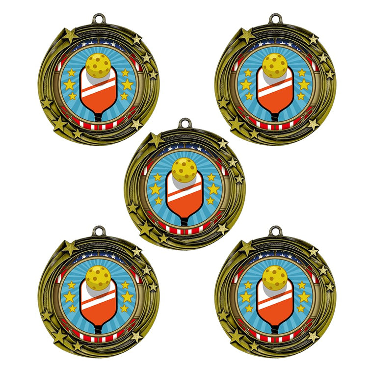All Quality Stars Design Pickleball Medal - 1st, 2nd, 3rd Place