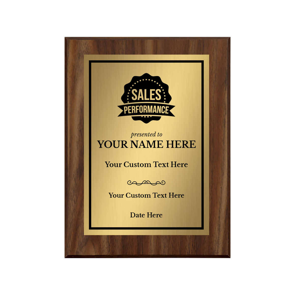 Sales Performance Customizable Award Plaque | Easel Mount Option | Achievement and Recognition Personalizable Plaques